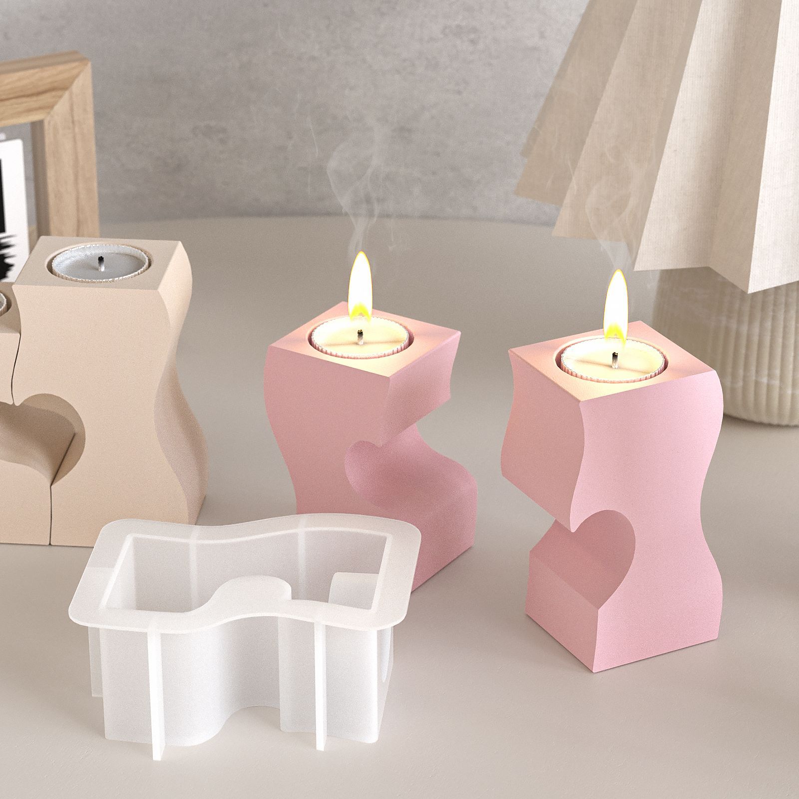 S 하트 촛대 실리콘 몰드 DIY 캔들 홀더 석고 석고 - Candle Holder Set 리뷰 및 가격