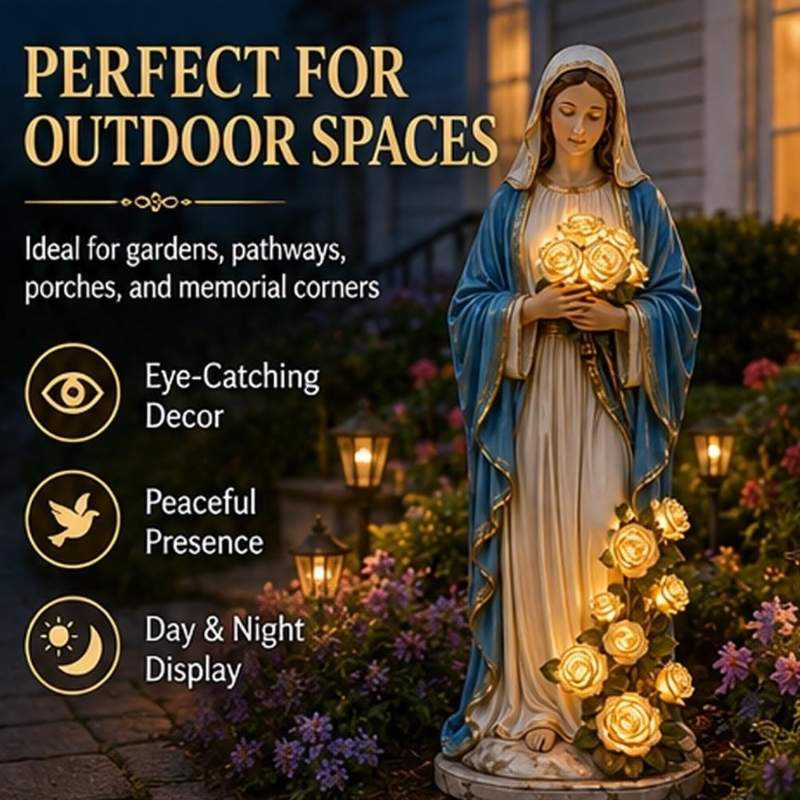 E65B 기념 조명 축복 어머니 정원 동상 배터리 구동 - Outdoor Lighting Wedding Decor 리뷰 및 가격