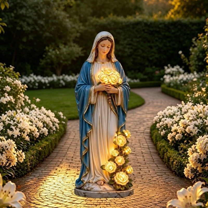 E65B 기념 조명 축복 어머니 정원 동상 배터리 구동 - Outdoor Lighting Wedding Decor 리뷰 및 가격