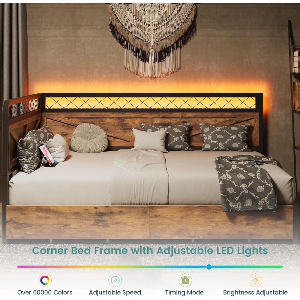 ANCTOR ull 침대, 수납장 포함, LED 조명  - Furniture Lighting & Decor Magazine 리뷰 및 가격