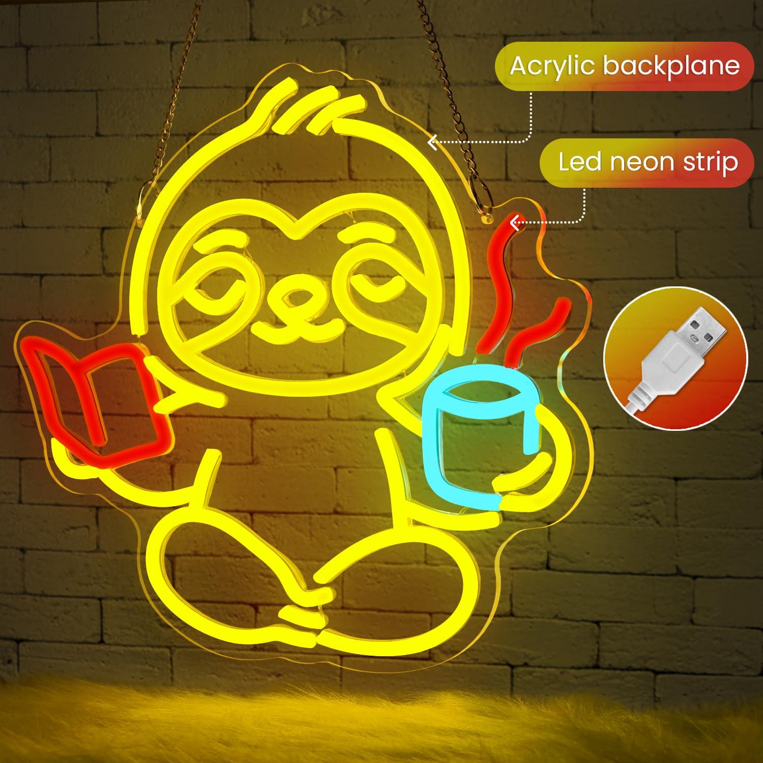 나무늘보 네온사인 USB 디밍 가능 LED 조명 침실  - Lighting Decor Living Room 리뷰 및 가격