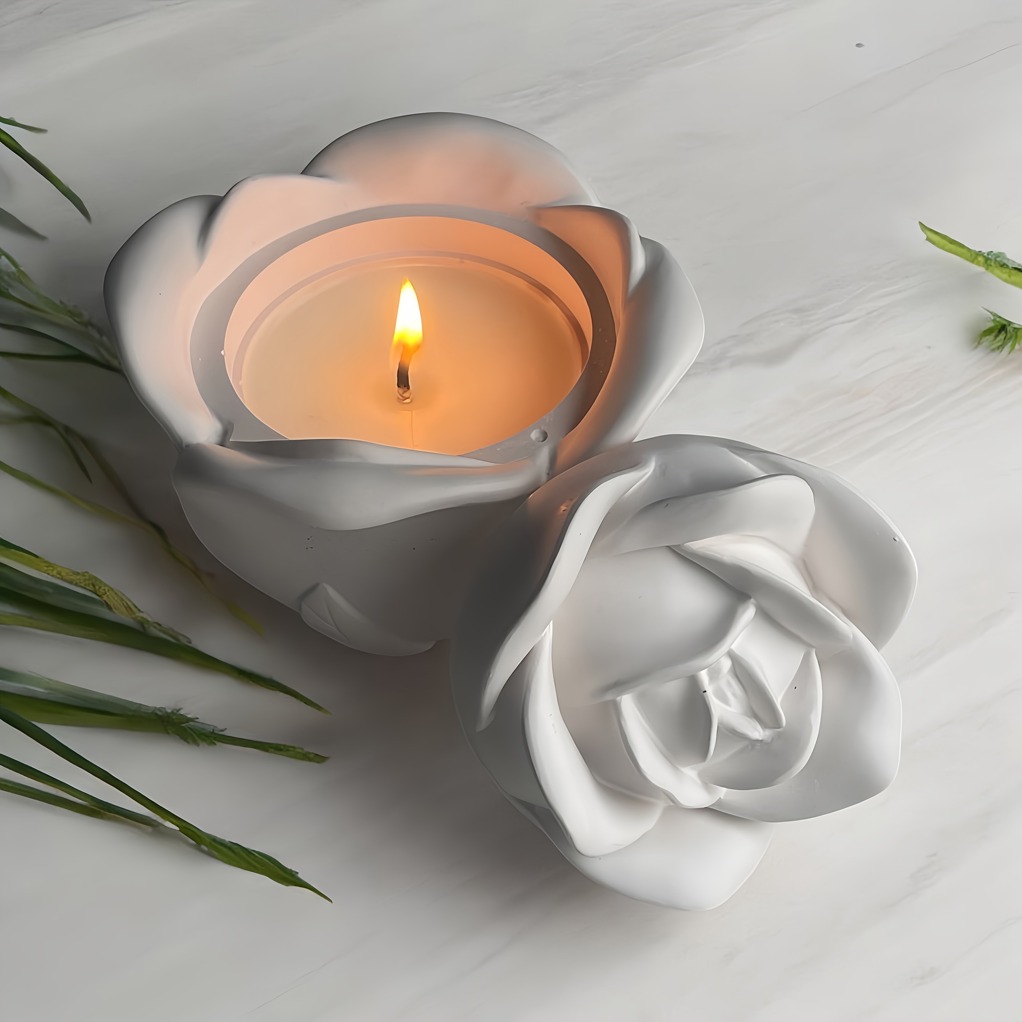 2피스 세트 장미 모양 실리콘 몰드 뚜껑 포함, 우아한 - Candle Holder Set 리뷰 및 가격