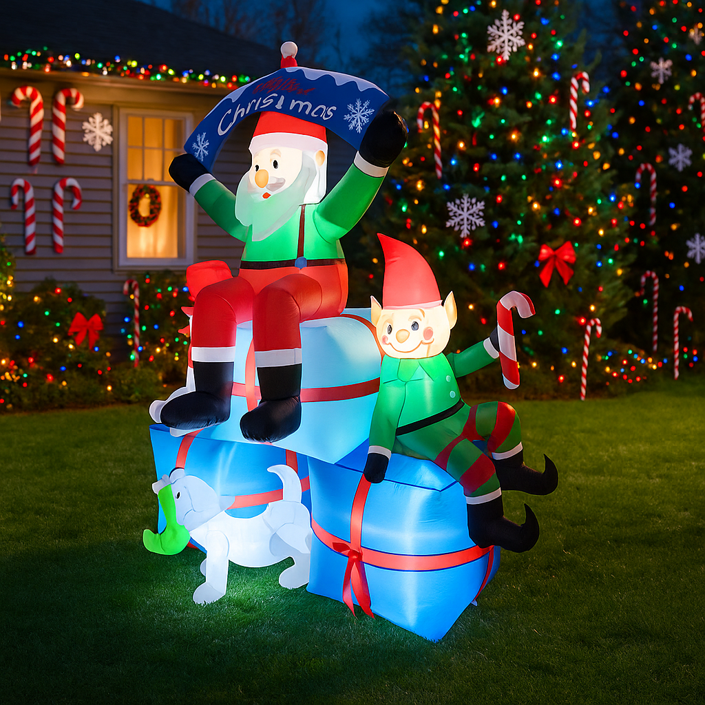 2.1M/6.8FT 눈사람 산타 엘프 개 인플레이터블  - Santa'S Elves Holiday Lighting & Decor Llc 리뷰 및 가격