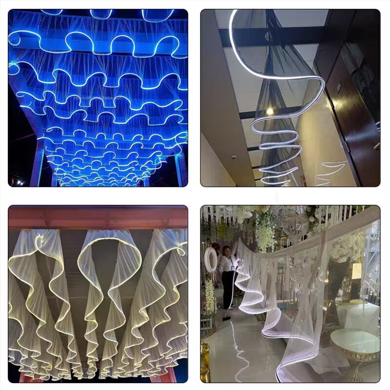 웨딩 천장 장식 야외 LED 발광 웨이브 거즈 커튼 스 - Outdoor Lighting Wedding Decor 리뷰 및 가격