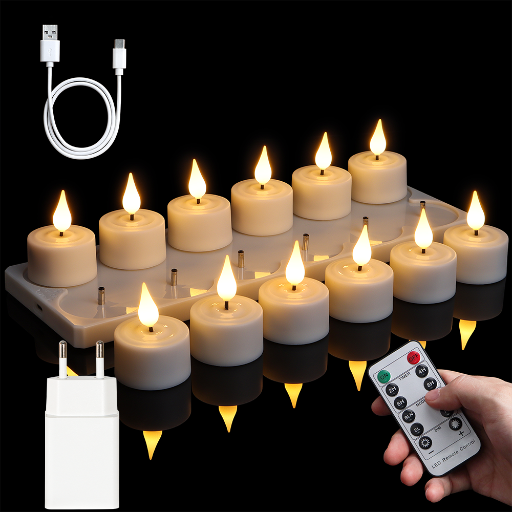 LED 캔들 라이트 충전식 무불꽃 양초 타이머 리모컨  - Lighting Decor Living Room 리뷰 및 가격