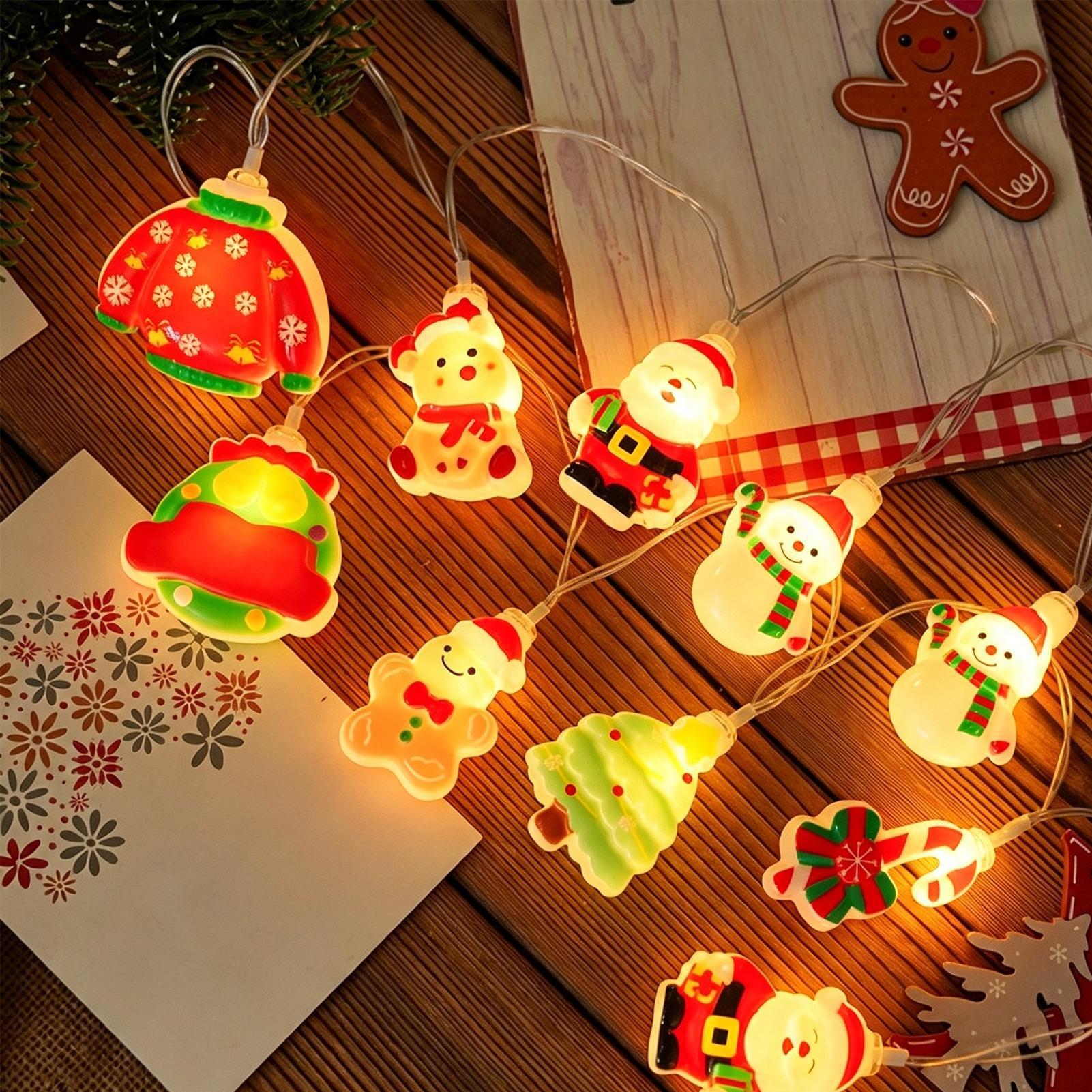 산타클로스 스트링 라이트 LED 산타 눈사람 귀여운 스 - Lighting Tree Decor 리뷰 및 가격