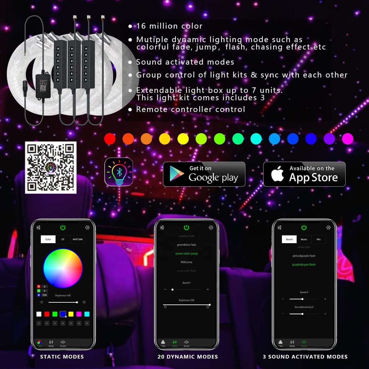 RGB 광섬유 스타 천장 조명 광원, 자동차 천장 인테 - Lighting Interior Decor 리뷰 및 가격