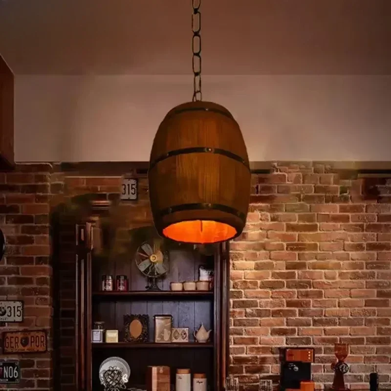 소박한 빈티지 샹들리에 나무 펜던트 조명 와인 배럴 행 - Lighting Decor Living Room 리뷰 및 가격