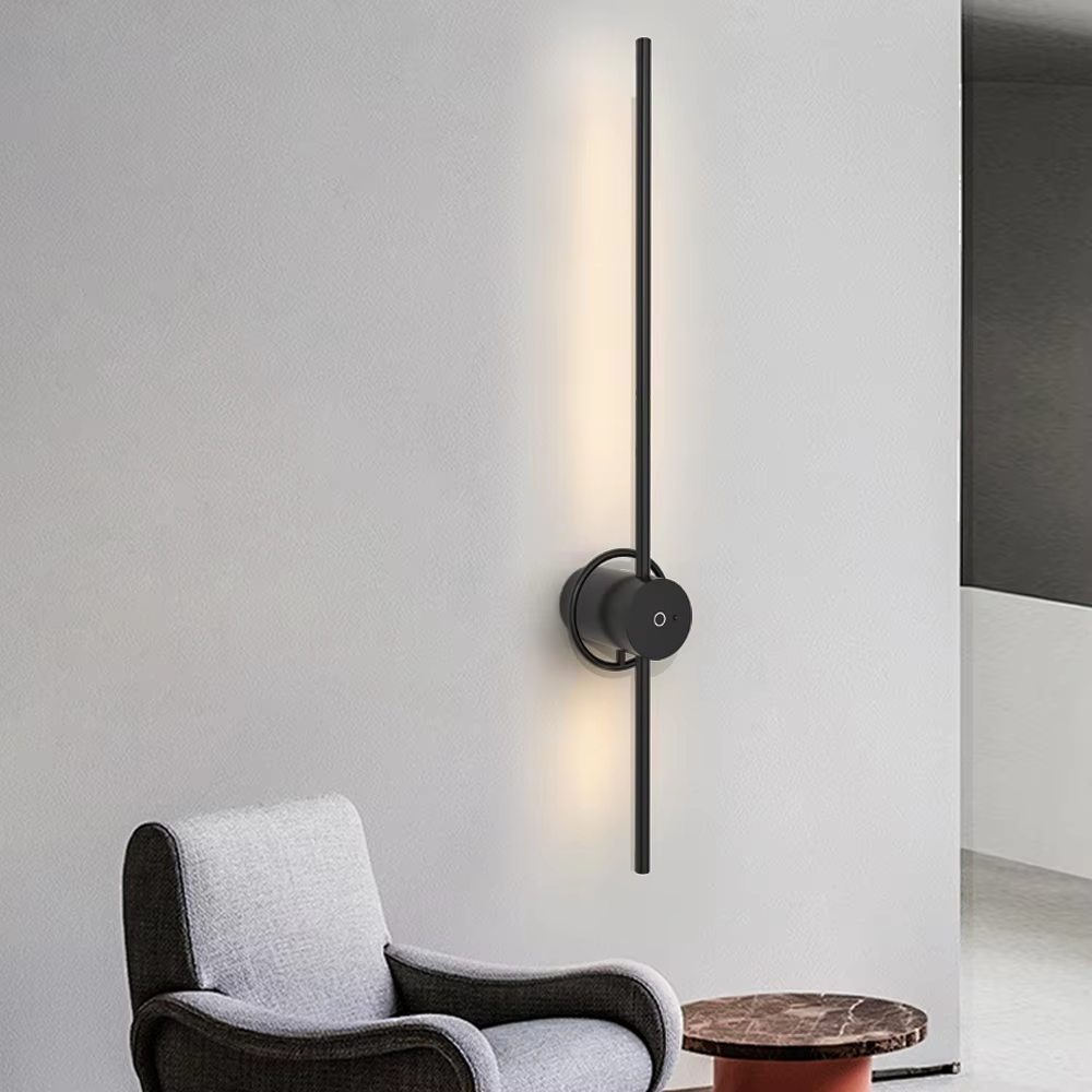 현대적인 충전식 LED 벽등 블랙 알루미늄 바디 선형  - Lighting Decor Living Room 리뷰 및 가격