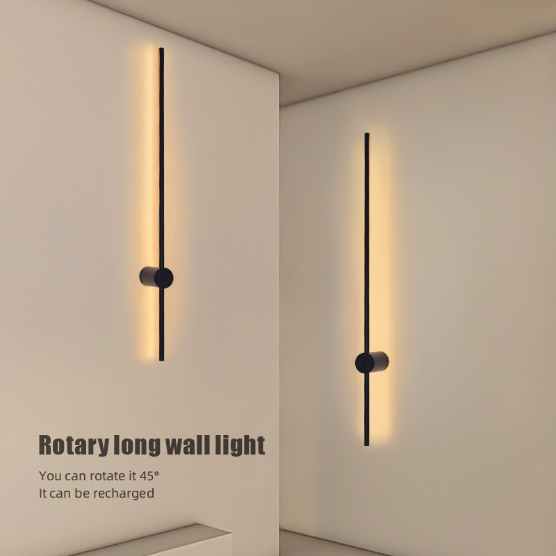 현대적인 충전식 LED 벽등 블랙 알루미늄 바디 선형  - Lighting Decor Living Room 리뷰 및 가격