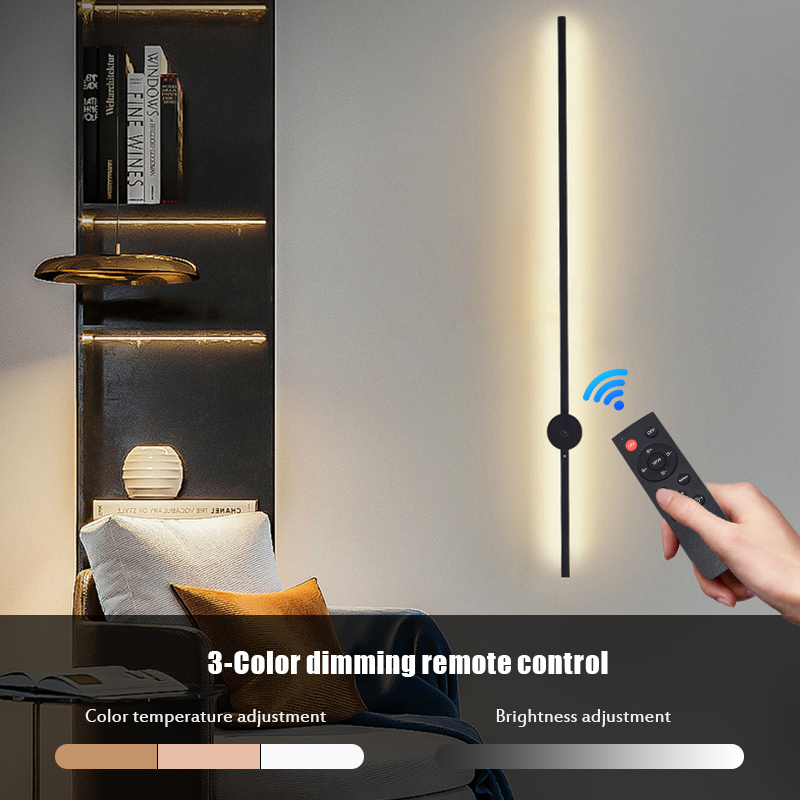 현대적인 충전식 LED 벽등 블랙 알루미늄 바디 선형  - Lighting Decor Living Room 리뷰 및 가격
