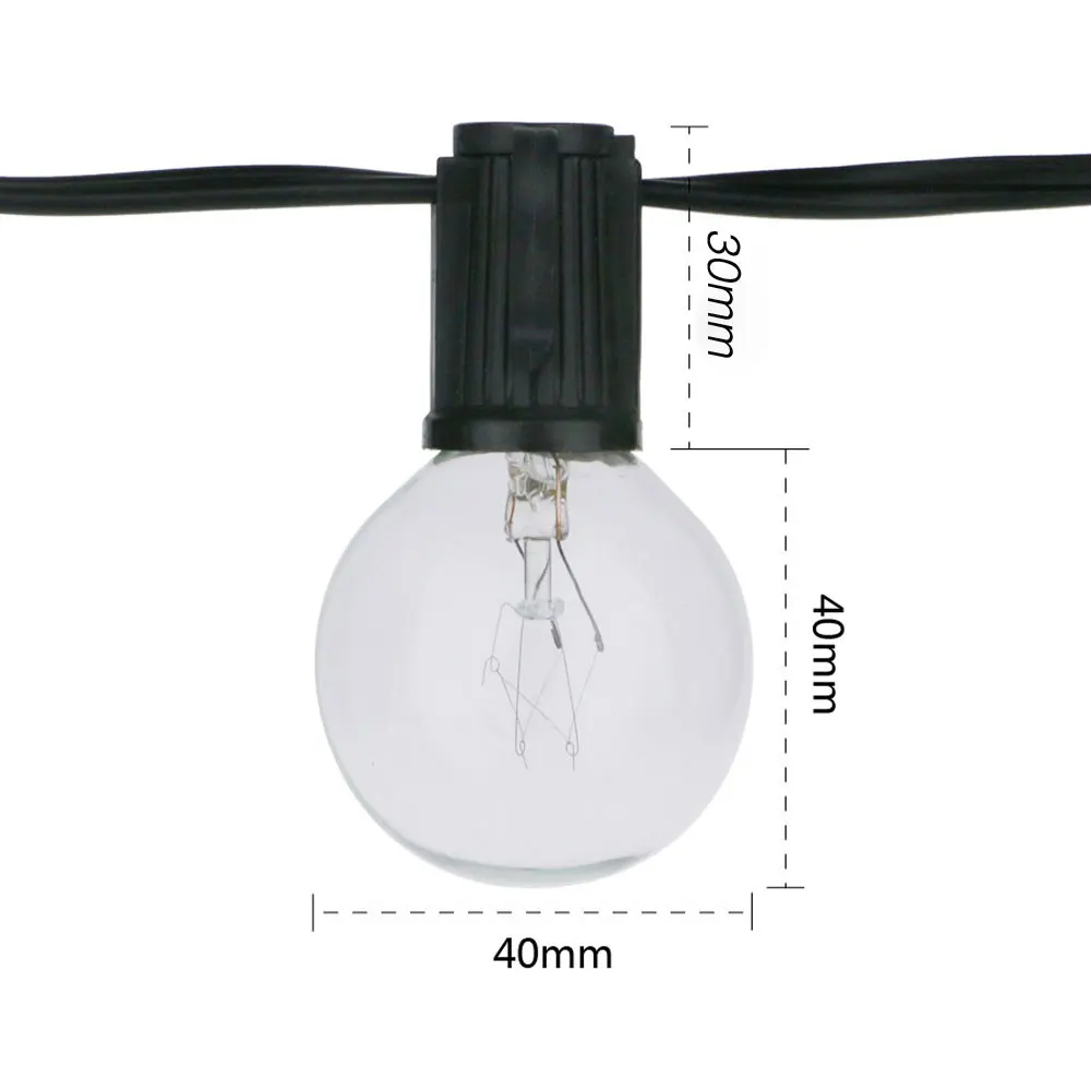 8M G40 글로브 스트링 조명 25개 투명 백열 전구 - Outdoor Lighting Wedding Decor 리뷰 및 가격