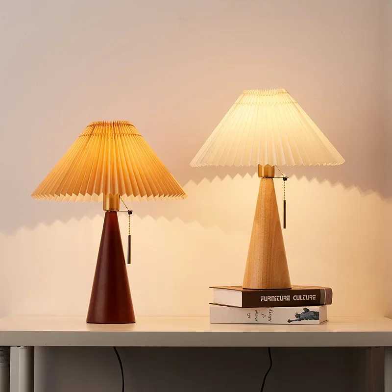 레트로 주름 테이블 램프 북유럽 스타일 원목 조명 침실 - Lighting Decoration In Bedroom 리뷰 및 가격