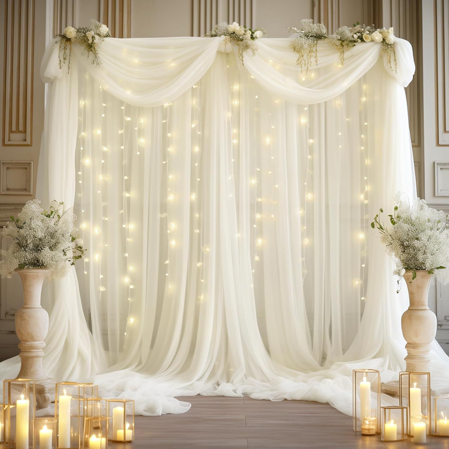 1팩 웨딩 튤 배경 세트, 2개 1.6×3M 시어 드레 - Lighting Decor Photos 리뷰 및 가격