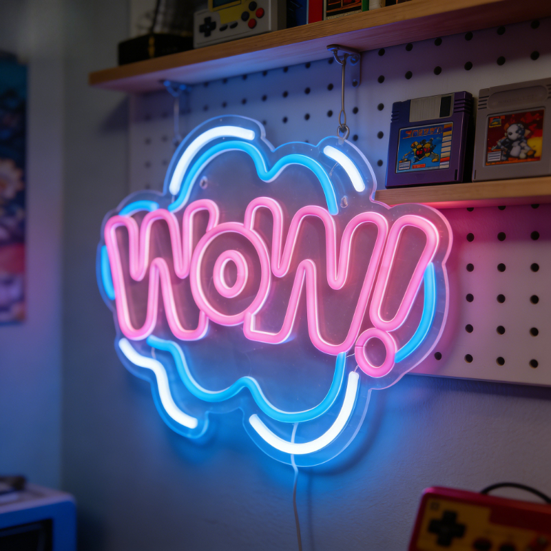와우 네온사인 LED 무드등 USB 충전식 팝아트 만화 - Lighting Decor Wow 리뷰 및 가격